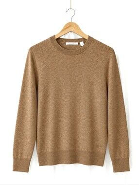 Hugo Boss Heathered Camel Tan Silk Cashmere Luxury Knit Modern Classic Sweater
